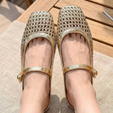 Chaussures Bout Carré Tissé Évidé