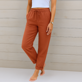 Sara - Pantalons élastiques en lin Premium