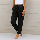 Sara - Pantalons élastiques en lin Premium
