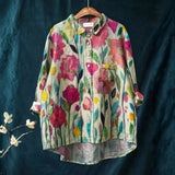 Flávia - Chemise Casual d'Art Vintage avec Fleurs