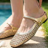 Chaussures Bout Carré Tissé Évidé