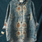 Diana - Chemise Casual Vintage Ethnique avec Imprimé Floral