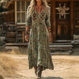 Maria - Robe Décontractée à Manches Longues Inspirée du Vintage
