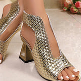 Sandales Femme Élégant Bout Ouvert Talon Bloc Sangle Réglable