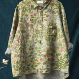 Georgina - Chemise Casual Vintage Florale avec Animaux
