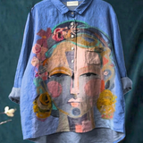 Âmbar - T-shirt Casual Imprimé avec Portrait de Frida en Peinture à l'Huile