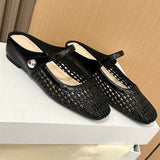 Chaussures Bout Carré Tissé Évidé