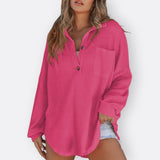 Inês - Blouse Tunique Légère Décolleté en V avec Boutons