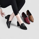 Olene - Chaussures à Talons en Cuir Vegan avec Broderie Douce