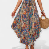 Jupe Midi Fleurie Taille Haute