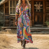 Maria - Robe Décontractée à Manches Longues Inspirée du Vintage