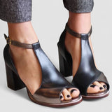 Nadaria - Sandales noires à talons hauts et bout ouvert en patchwork
