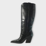 Bottes au Design Croco et Talon Élégant
