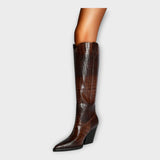 Bottes au Design Croco et Talon Élégant