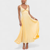 Abia - Robe maxi plissée jaune