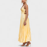 Abia - Robe maxi plissée jaune