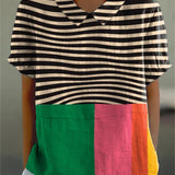 Eva - Chemise à Rayures Audacieuses et Bloc de Couleur