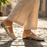 Chaussures Bout Carré Tissé Évidé