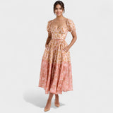 Valentina - Robe Florale Corail