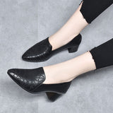 Olene - Chaussures à Talons en Cuir Vegan avec Broderie Douce