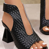 Sandales Femme Élégant Bout Ouvert Talon Bloc Sangle Réglable