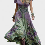 Serena - Robe Maxi Courte Fleurie