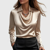 Inês - Blouse en Satin Luxueuse avec Décolleté Doux