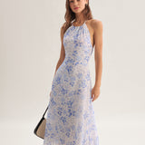 Clarice - Robe Midi Bleu Floral