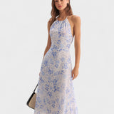 Clarice - Robe Midi Bleu Floral