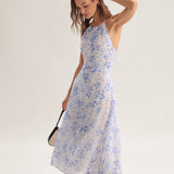 Clarice - Robe Midi Bleu Floral